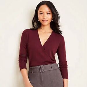 Ann Taylor Black Fitted Ruched Long Sleeve Blouse